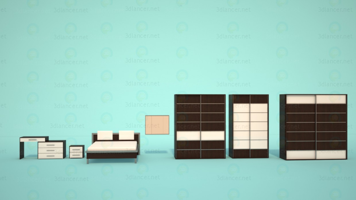 3D modeli Nicole yatak odası mobilyaları - önizleme