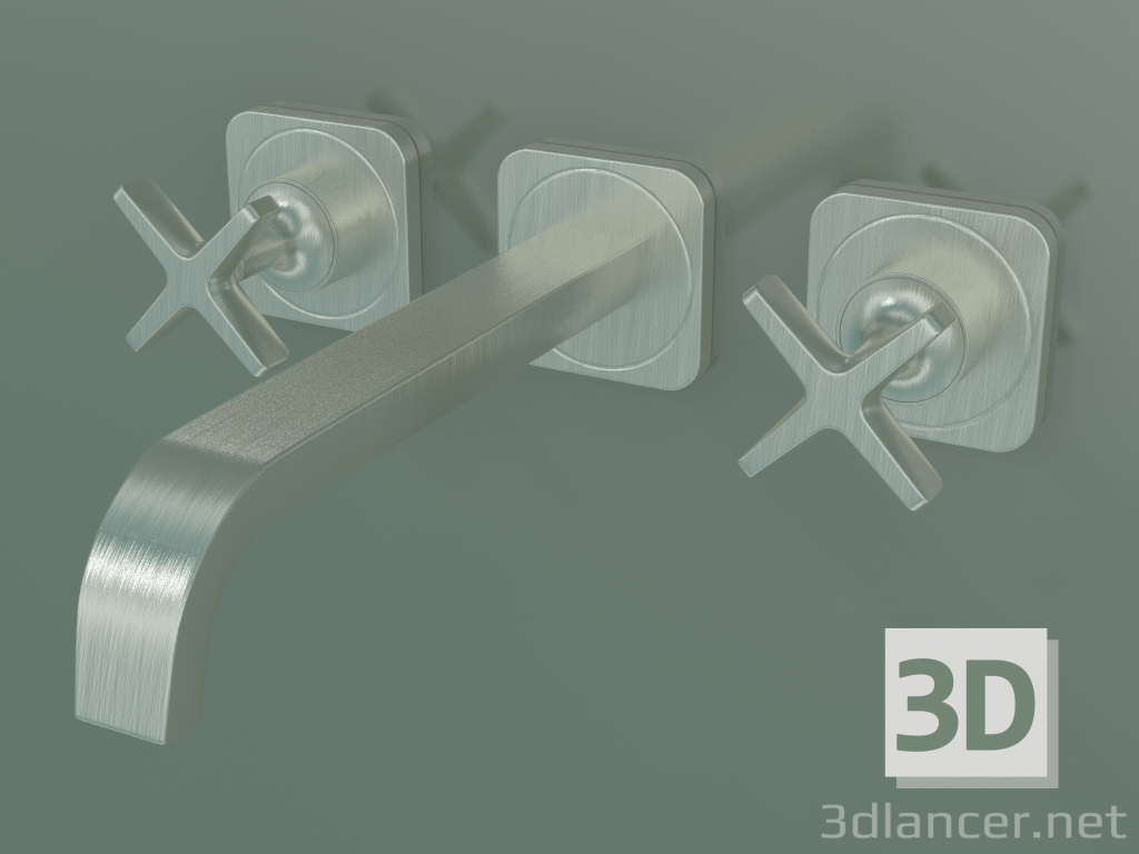 modèle 3D Mélangeur de lavabo 3 trous pour installation encastrée (36107820, nickel brossé) - preview