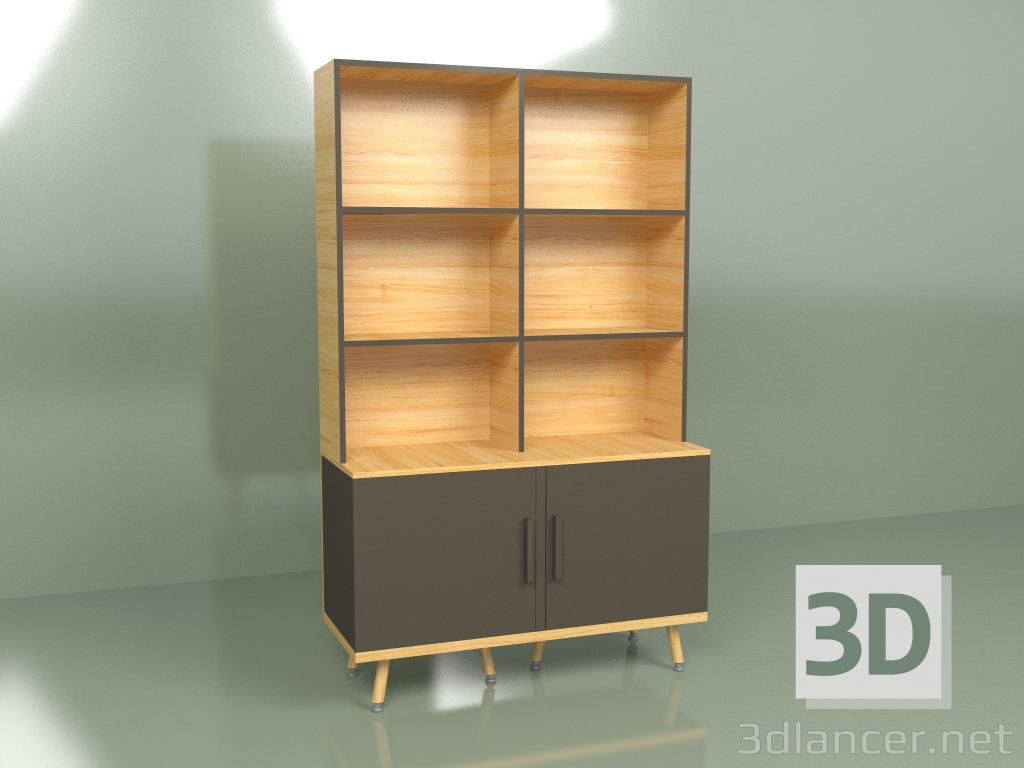 3d model Shelving unit Woodi (dark brown) - preview