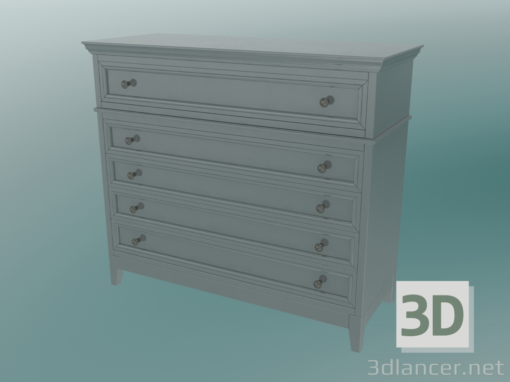 3d model Chest of drawers with legs (Gray-green) - preview