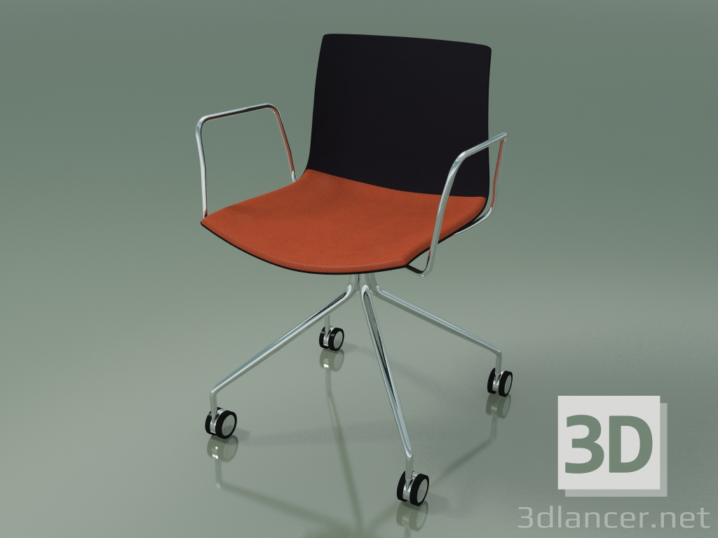 modello 3D Sedia 0457 (4 ruote, con braccioli, con cuscino sedile, polipropilene PO00109) - anteprima