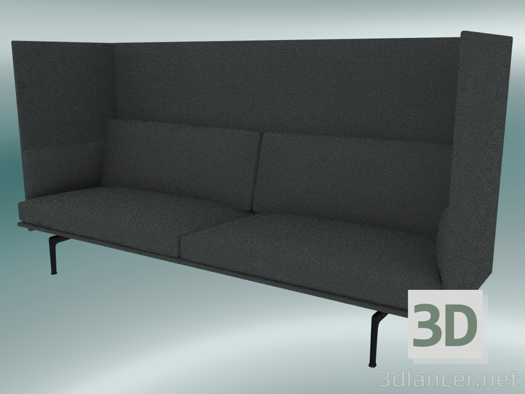 modèle 3D Canapé triple avec dossier haut (Hallingdal 166, noir) - preview