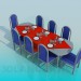 modèle 3D Une table à manger sur 8 personnes - preview