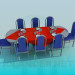 Modelo 3d Sala de jantar mesa um descontraído em 8 pessoas - preview