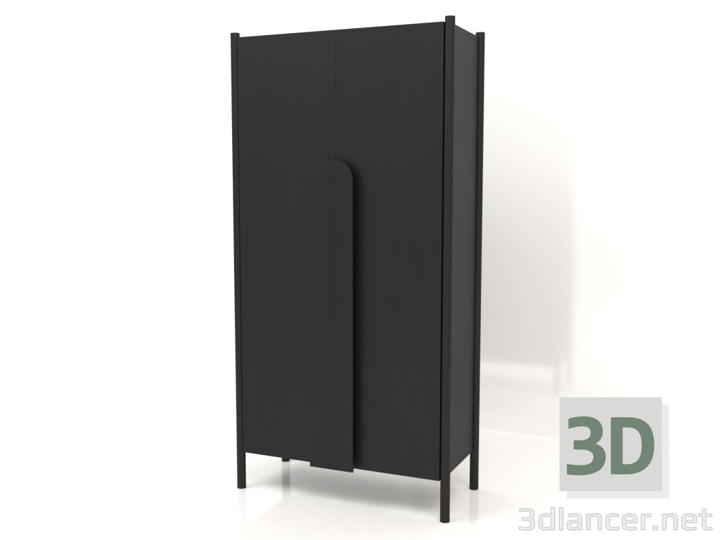 3D Modell Garderobe mit langen Griffen W 01 (1000x450x2000, Holz schwarz) - Vorschau