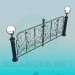 3d model Fence with lanterns - preview