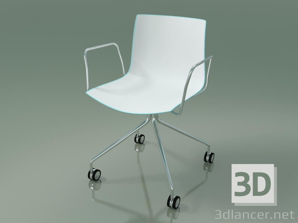 Modelo 3d Cadeira 0273 (4 rodízios, com braços, em polipropileno bicolor) - preview