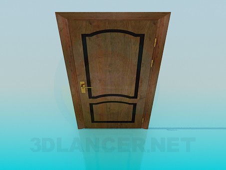 3d model Puerta de madera con una sola manija - vista previa