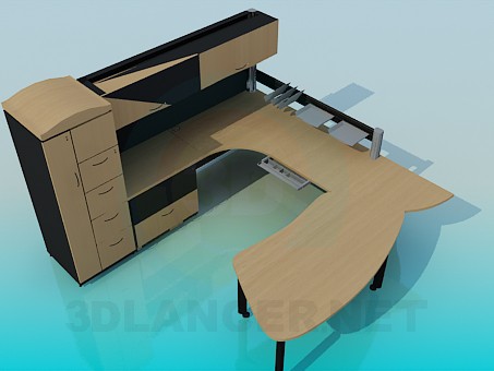 3d модель Комплект мебели для рабочего кабинета – превью