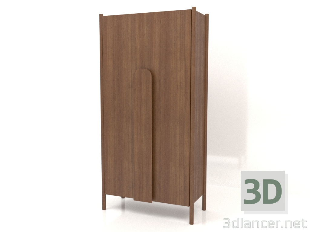 3D Modell Garderobe mit langen Griffen B 01 (1000x450x2000, Holzbraun hell) - Vorschau