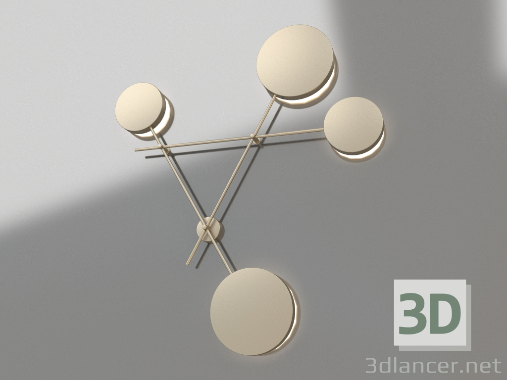 3D Modell Wandleuchte Tannen gold (2207B,33) - Vorschau