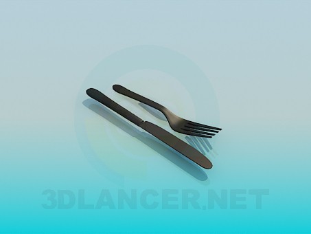 modello 3D Coltello e forchetta - anteprima