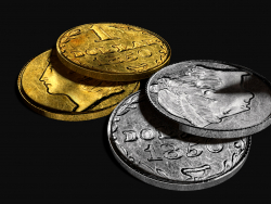 Moneda de oro y astilla
