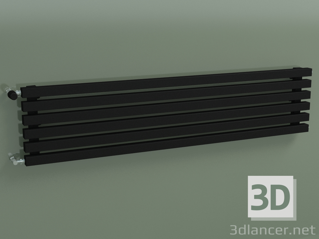 modello 3D Radiatore orizzontale RETTA (6 sezioni 1500 mm 40x40, nero opaco) - anteprima