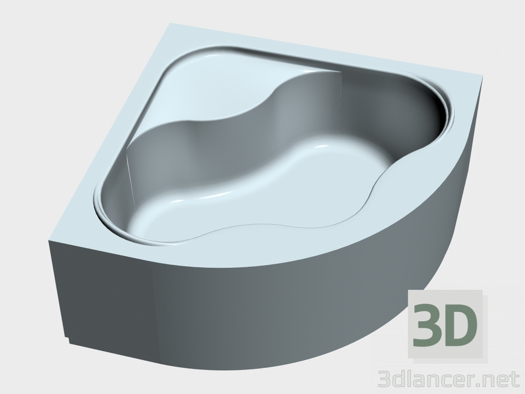 modello 3D Vasca angolare con pannello Gentiana 140 - anteprima