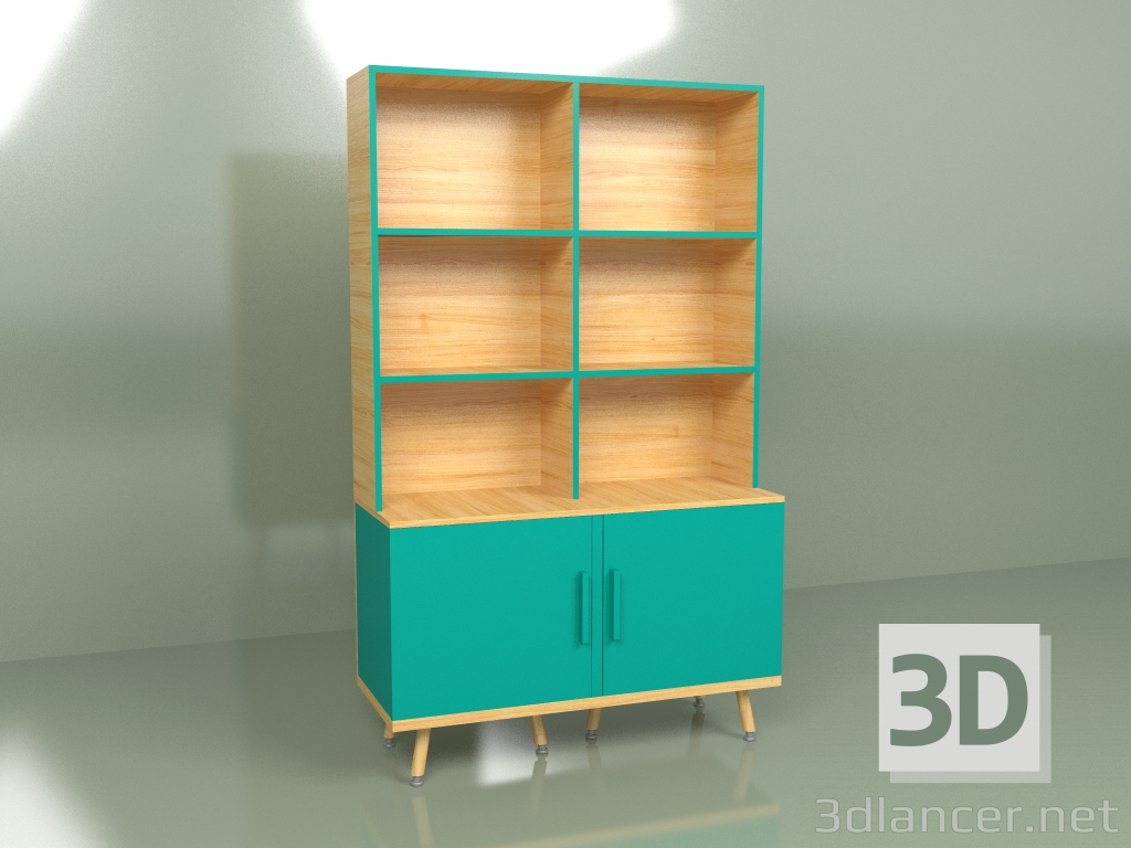 modello 3D Scaffalature Woodi (turchese) - anteprima