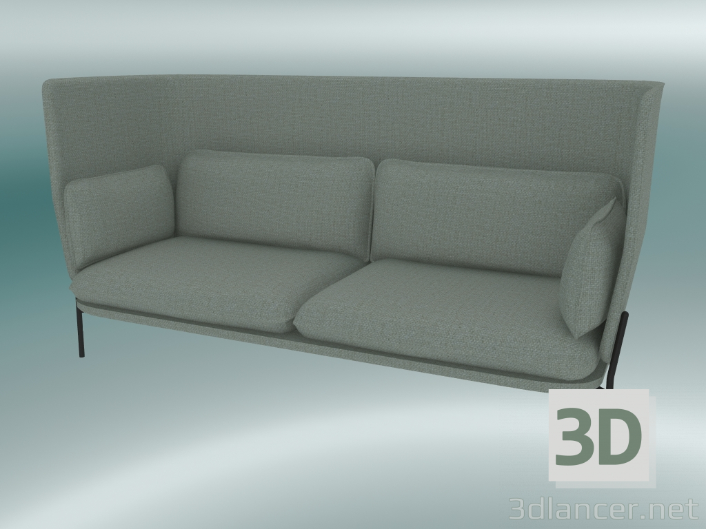 modello 3D Divano divano (LN7, 90x232 H 115 cm, gambe nere calde, Sunniva 2717) - anteprima