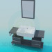 modèle 3D Wash bassin piédestal avec tiroirs - preview