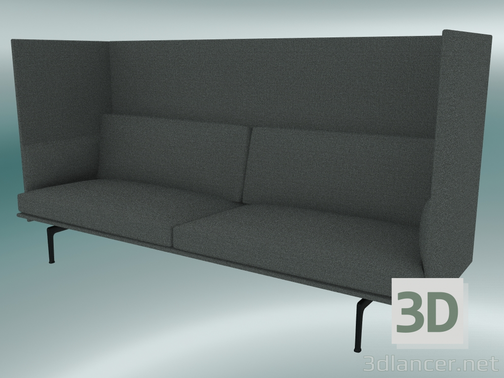 3D modeli Yüksek sırtlı kanepe üçlü (Remix 163, Siyah) - önizleme