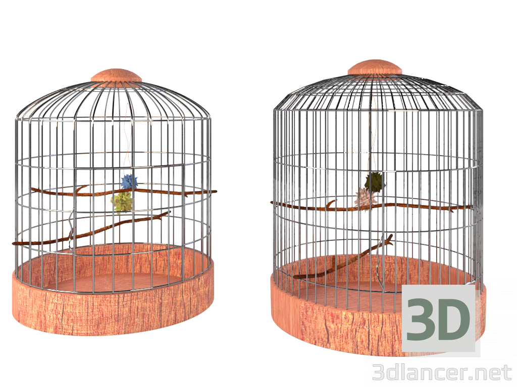 Modelo 3d Duas gaiolas de passarinho - preview