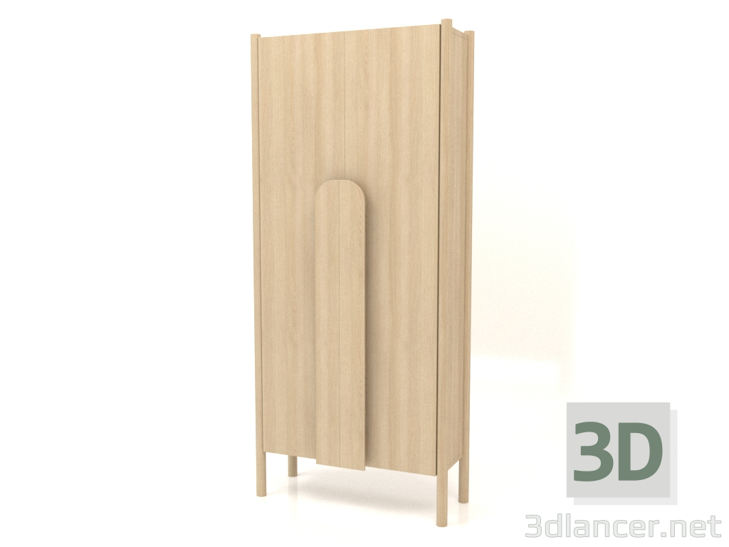 3D Modell Garderobe mit langen Griffen B 01 (800x300x1800, Holz weiß) - Vorschau