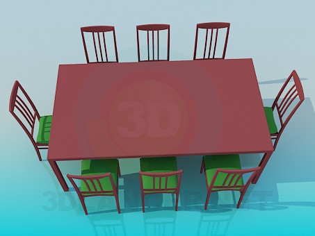 3d model Table for 8 persons - preview
