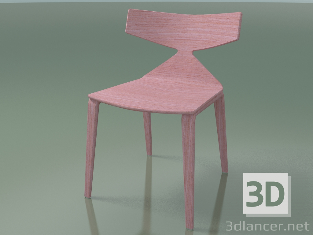 modello 3D Sedia 3700 (4 gambe in legno, rosa) - anteprima