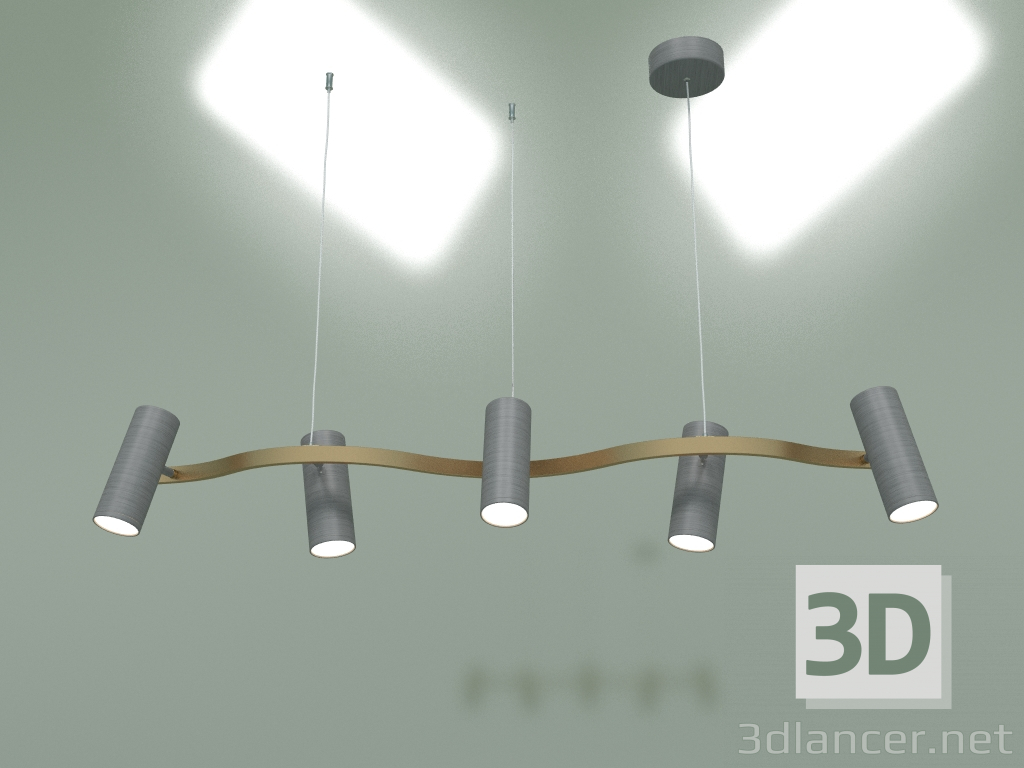 modèle 3D Lustre LED suspendu Spacer 90103-5 (gris-or mat) - preview