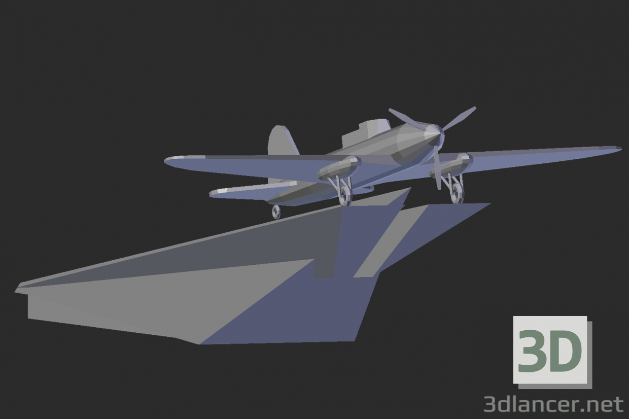 3d модель Самара. Пам'ятник літаку Іл-2 – превью