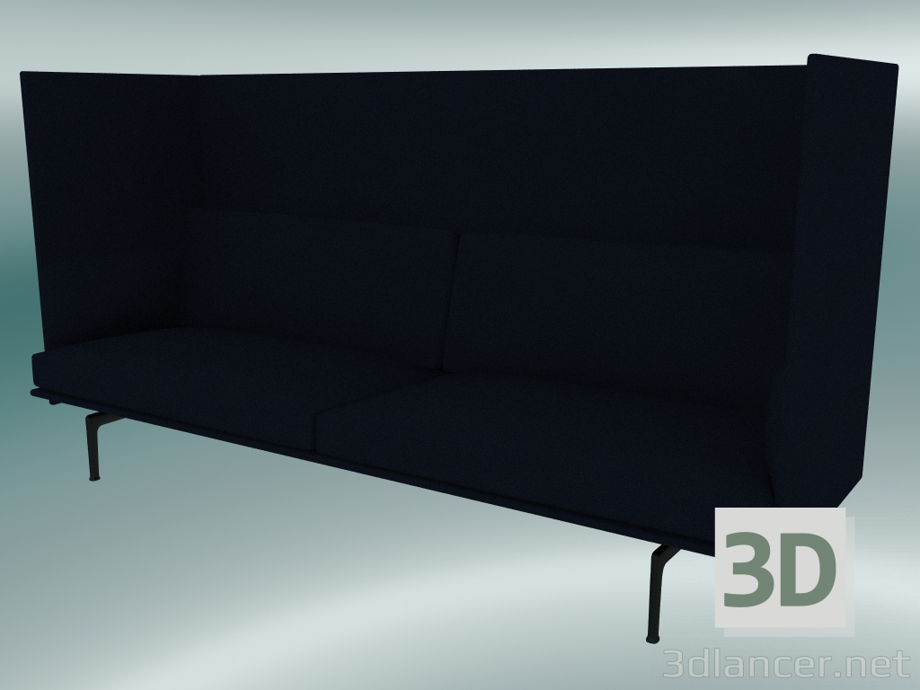 3D modeli Yüksek sırtlı üçlü kanepe (Vidar 554, Siyah) - önizleme
