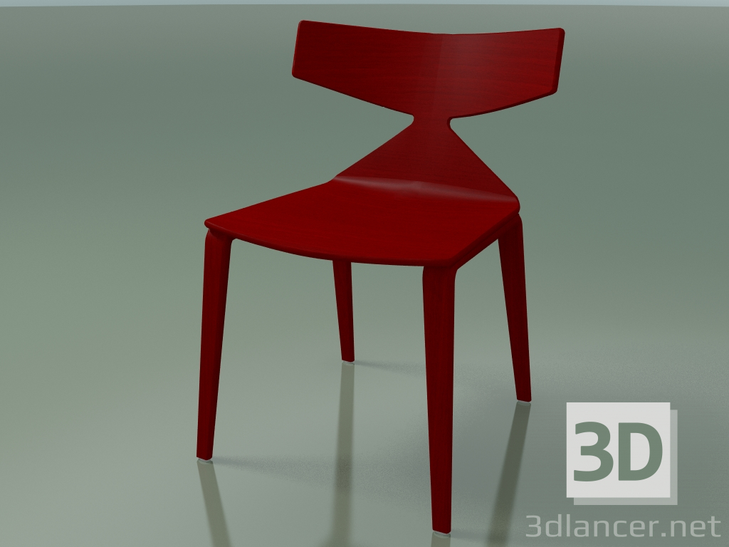 Modelo 3d Cadeira 3700 (4 pernas de madeira, vermelho) - preview