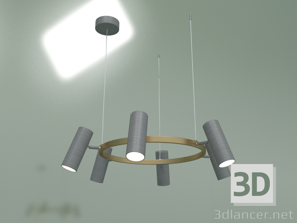 modello 3D Lampadario a LED sospeso Spacer 90103-6 (grigio opaco-oro) - anteprima