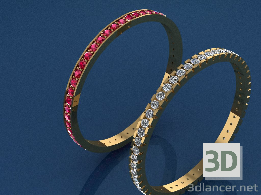 3d кольца с фианитами модель купить - ракурс