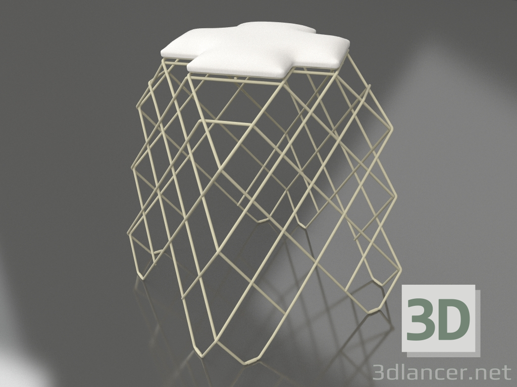 modello 3D Sgabello basso (Oro) - anteprima