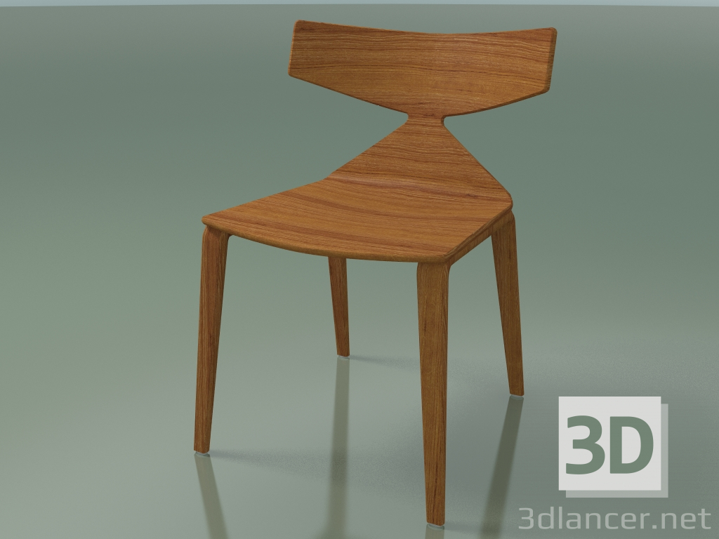 modello 3D Sedia 3700 (4 gambe in legno, effetto teak) - anteprima