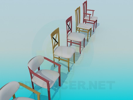 modello 3D Varie sedie - anteprima