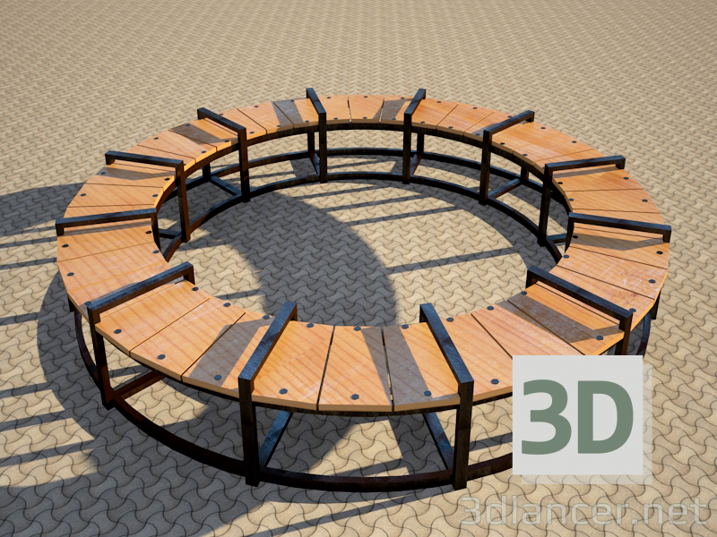 3 डी मॉडल गोल बेंच - पूर्वावलोकन