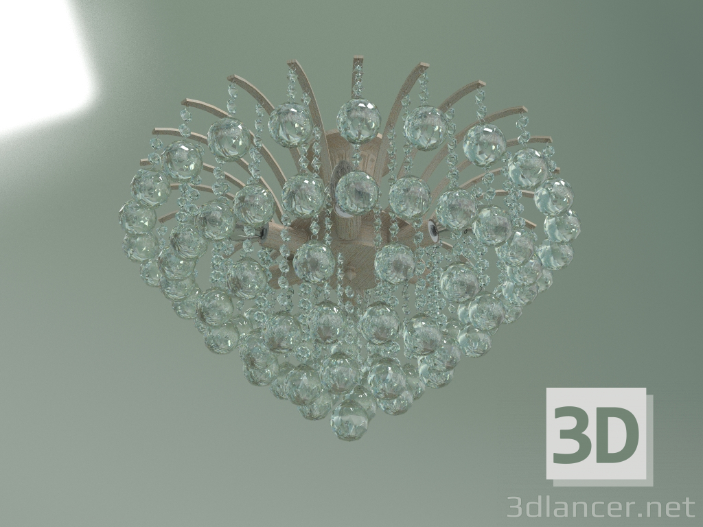 modello 3D Lampadario a sospensione 3299-6 (bianco con oro - cristallo trasparente Strotskis) - anteprima