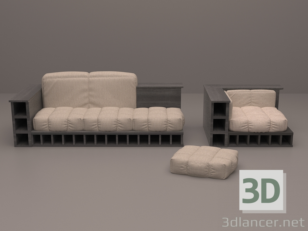 Sistema de los muebles 3D modelo Compro - render