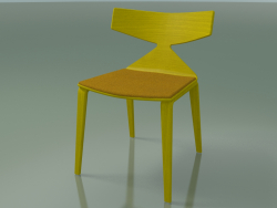 Chair 3714 (4 wooden legs, with a pillow on the seat, Yellow)