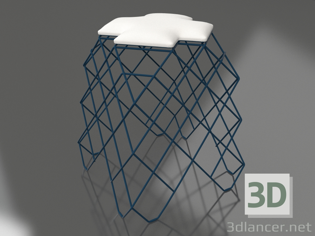 3D modeli Alçak dışkı (Gri mavi) - önizleme