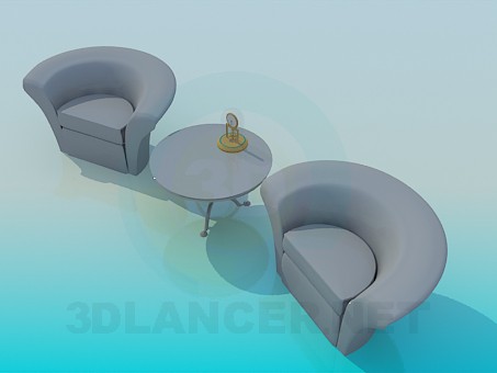 3d модель Стол и кресла – превью