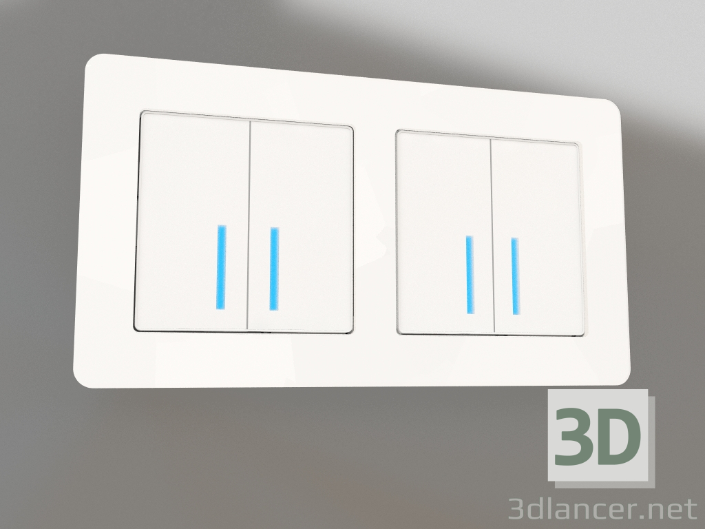 3D Modell Rahmen für 2 Pfosten Acryl (weiß) - Vorschau