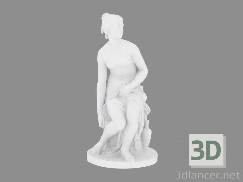 Modelo 3d Escultura de ninfa de mármore desatando sua sandália - preview