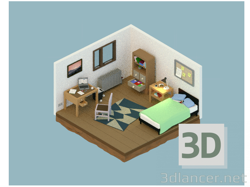 Modelo 3d Sala Isométrica 3D - preview