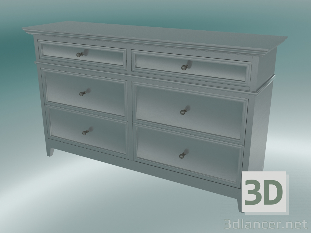 modèle 3D Commode large avec 6 tiroirs (Gris-vert) - preview