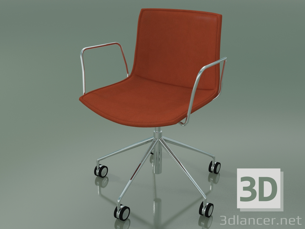 Modelo 3d Cadeira 0318 (5 rodas, com braços, com acabamento em couro removível, capa 3) - preview