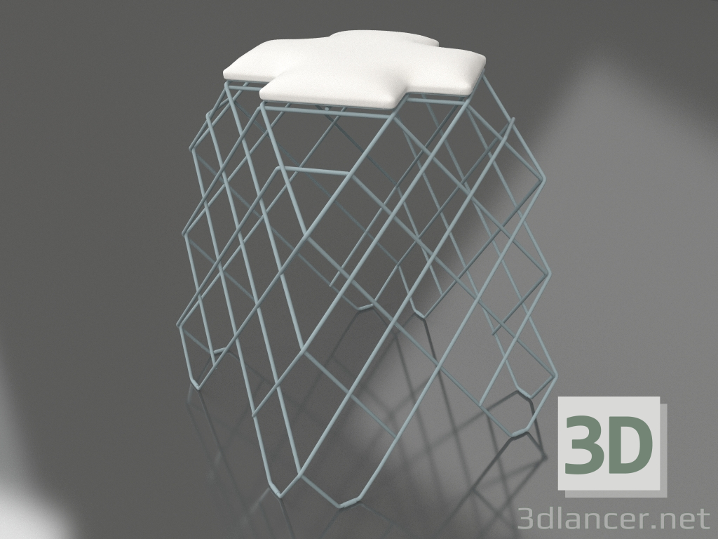 3D modeli Alçak dışkı (Mavi gri) - önizleme