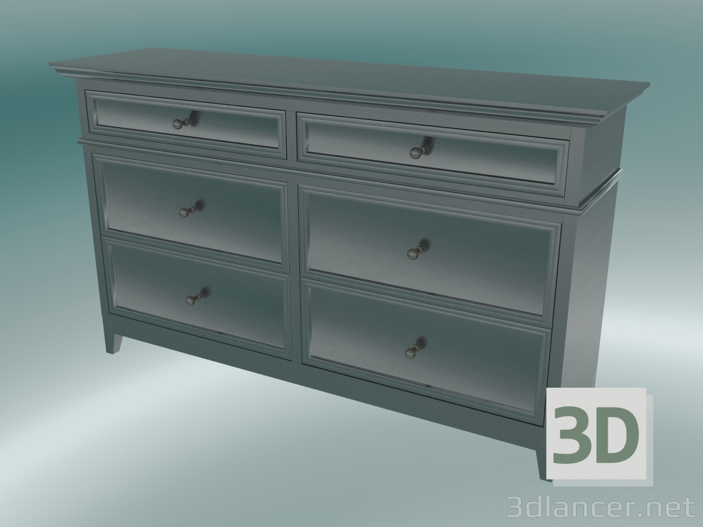 3d model Chest of drawers wide with 6 drawers (Black-Brown) - preview
