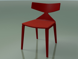 Chaise 3714 (4 pieds en bois, avec un oreiller sur le siège, rouge)